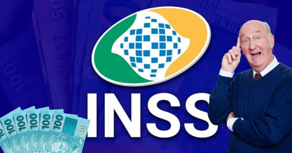 Logo do INSS, notas de cem reais e idoso (Fotos: Reproduções / Internet / Canva)