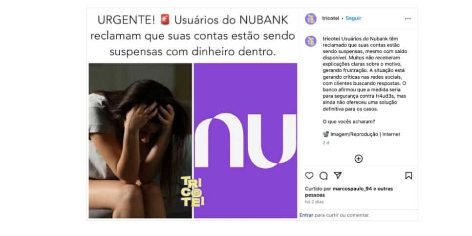 Publicação sobre suspensão de contas(Fotos: Reproduções / Instagram)