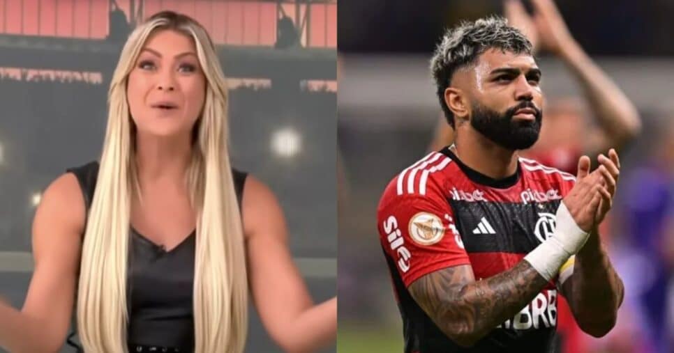 Renata Fan no Jogo Aberto e Gabigol (Fotos: Reproduções / Band / Divulgação/ CRF)