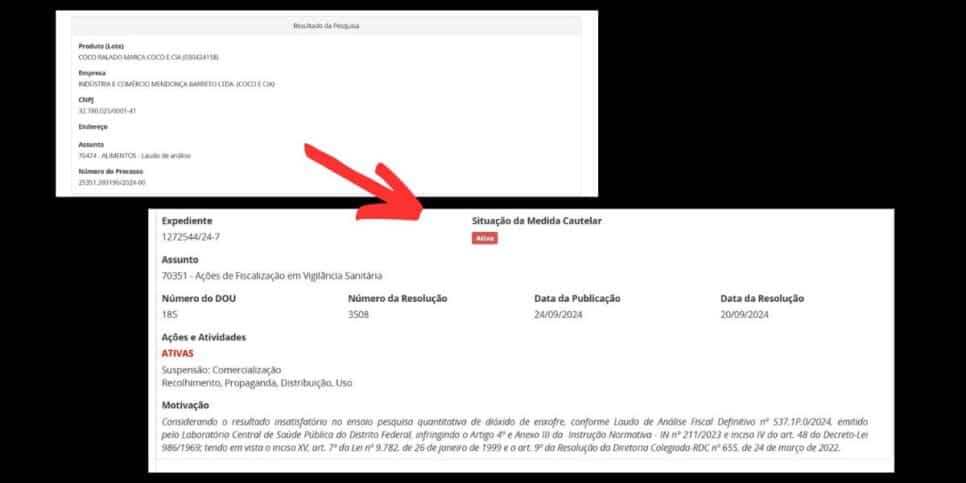 Resolução da ANVISA contra a Coco &Cia (Foto Reprodução/ANVISA)