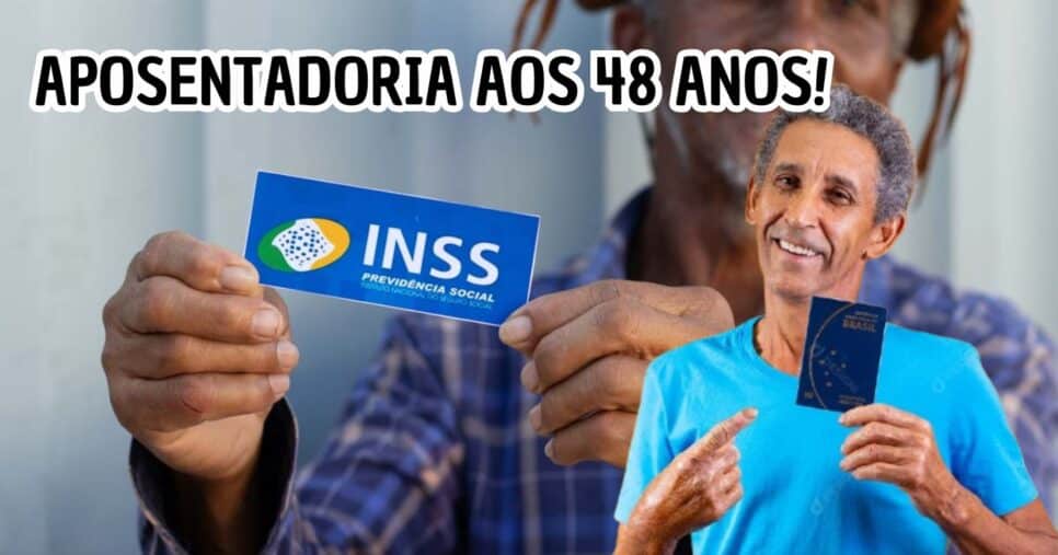 Como se aposentar aos 48 anos com 2 passos simples do INSS (Reprodução/Montagem TV Foco/Canva)