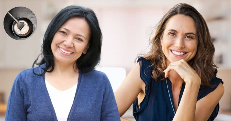 Tinta de cabelo e mulheres sem cabelo grisalho (Fotos: Canva)