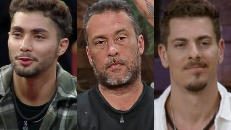 Gui Vieira, Juninho Bill  e Sacha Bali estão na berlinda do reality (Fotos: Reprodução/ Record TV/ Montagem TV Foco)