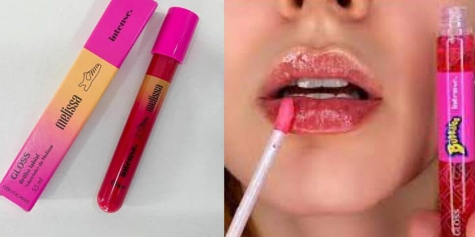 Gloss Intense Melissa e Bubballoo Morango (Foto Reprodução/Montagem/Tv Foco/Shopee)